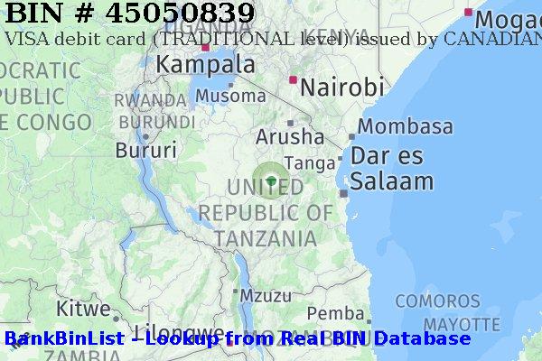 BIN 45050839 VISA debit Tanzania TZ