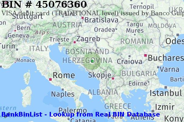 BIN 45076360 VISA debit Bosnia and Herzegovina BA