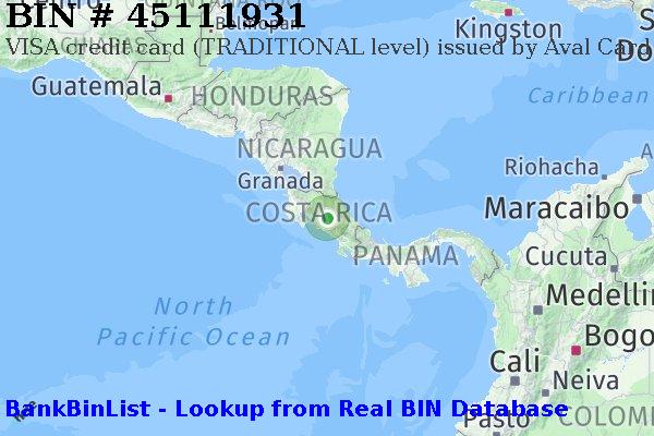 BIN 45111931 VISA credit Costa Rica CR