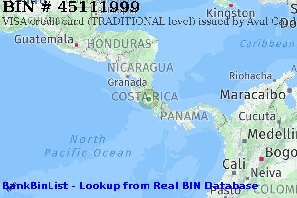 BIN 45111999 VISA credit Costa Rica CR