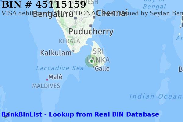 BIN 45115159 VISA debit Sri Lanka LK