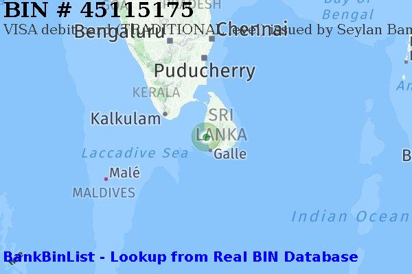 BIN 45115175 VISA debit Sri Lanka LK