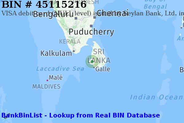 BIN 45115216 VISA debit Sri Lanka LK