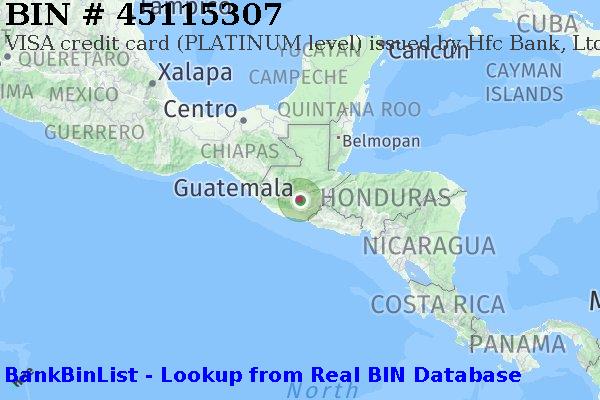 BIN 45115307 VISA credit Guatemala GT
