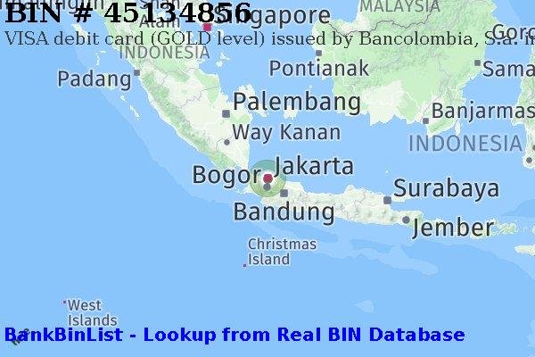 BIN 45134856 VISA debit Indonesia ID