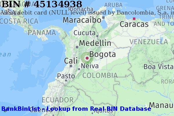 BIN 45134938 VISA debit Colombia CO