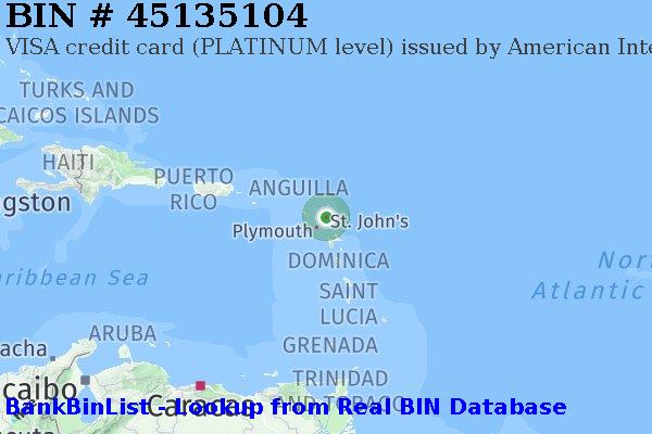 BIN 45135104 VISA credit Antigua and Barbuda AG
