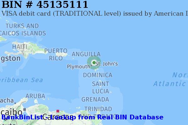 BIN 45135111 VISA debit Antigua and Barbuda AG