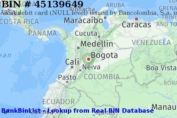 BIN 45139649 VISA debit Colombia CO