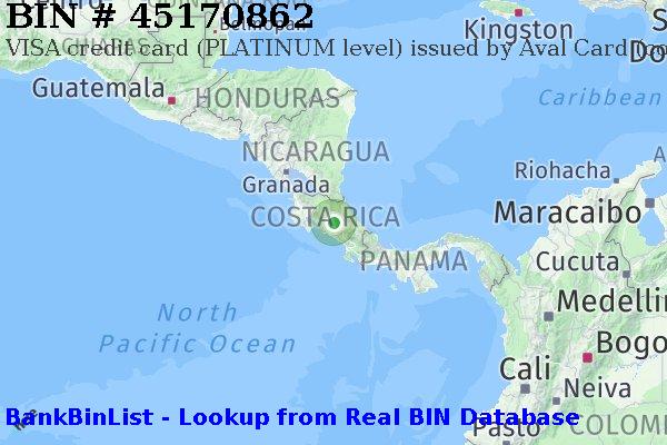BIN 45170862 VISA credit Costa Rica CR