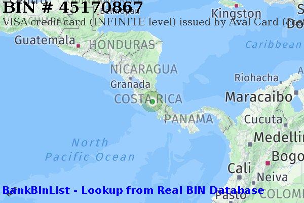 BIN 45170867 VISA credit Costa Rica CR