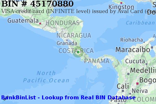 BIN 45170880 VISA credit Costa Rica CR