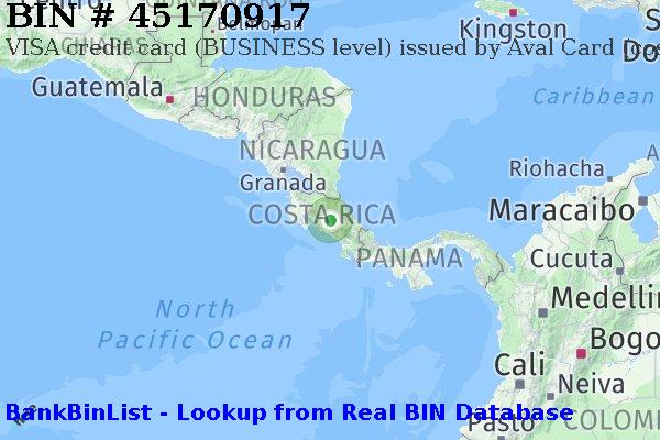 BIN 45170917 VISA credit Costa Rica CR