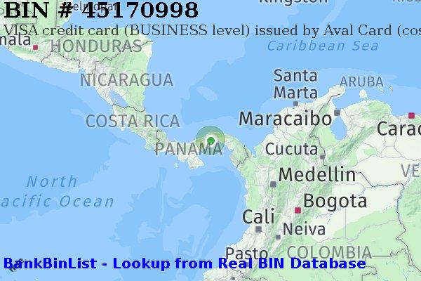BIN 45170998 VISA credit Costa Rica CR