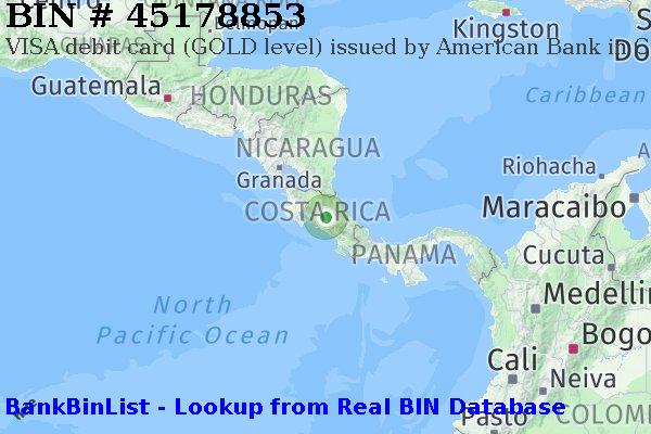 BIN 45178853 VISA debit Costa Rica CR