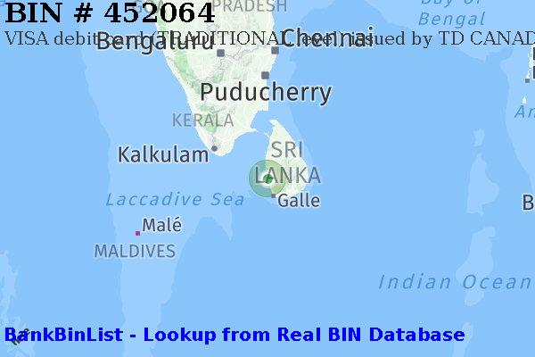 BIN 452064 VISA debit Sri Lanka LK