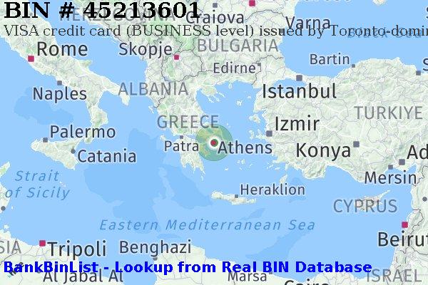BIN 45213601 VISA credit Greece GR