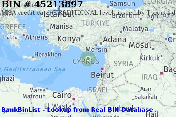 BIN 45213897 VISA credit Cyprus CY