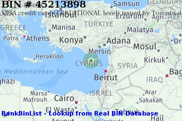 BIN 45213898 VISA credit Cyprus CY