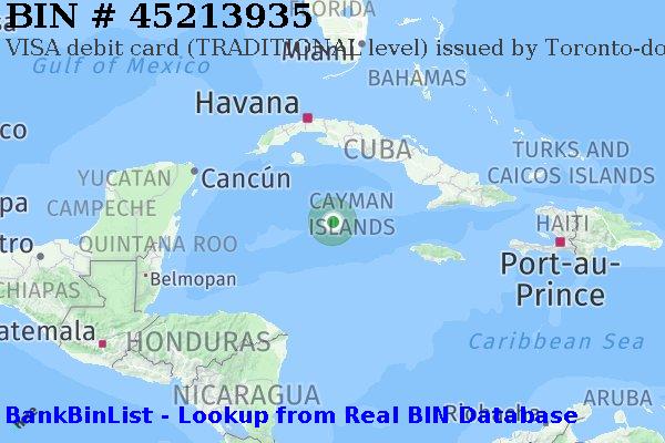 BIN 45213935 VISA debit Cayman Islands KY