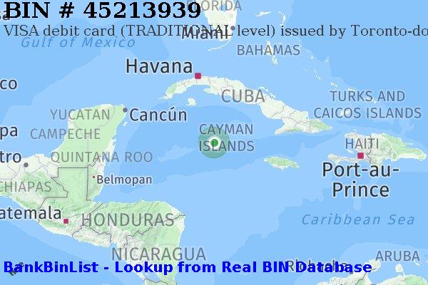 BIN 45213939 VISA debit Cayman Islands KY