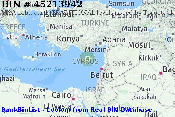 BIN 45213942 VISA debit Cyprus CY