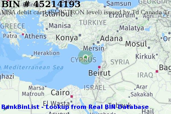 BIN 45214193 VISA debit Cyprus CY