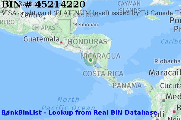 BIN 45214220 VISA credit Nicaragua NI