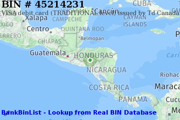 BIN 45214231 VISA debit Honduras HN
