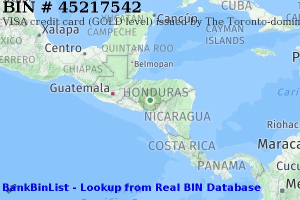 BIN 45217542 VISA credit Honduras HN