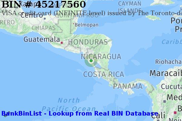 BIN 45217560 VISA credit Nicaragua NI