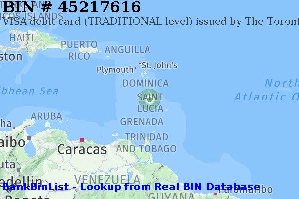 BIN 45217616 VISA debit Saint Lucia LC