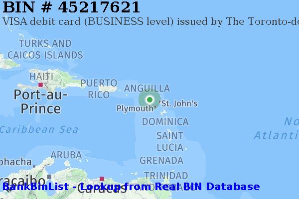 BIN 45217621 VISA debit Saint Kitts and Nevis KN
