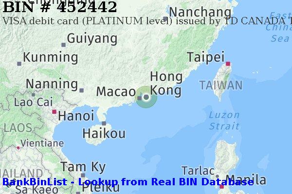BIN 452442 VISA debit Hong Kong HK