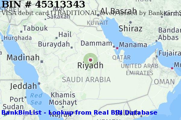 BIN 45313343 VISA debit Saudi Arabia SA