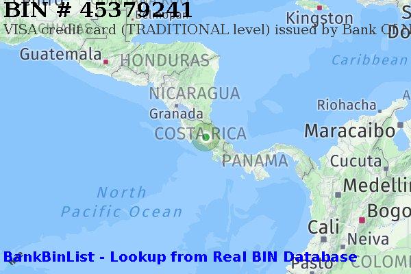 BIN 45379241 VISA credit Costa Rica CR