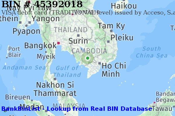 BIN 45392018 VISA debit Cambodia KH