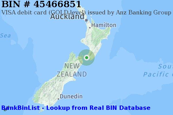 BIN 45466851 VISA debit New Zealand NZ