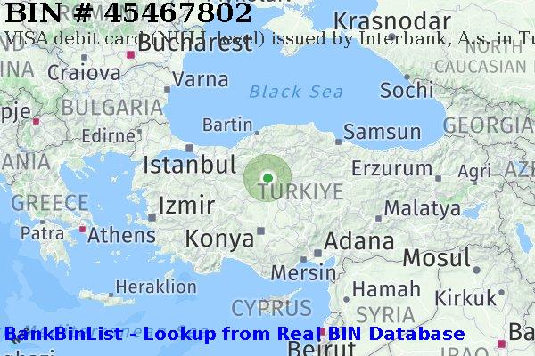 BIN 45467802 VISA debit Turkey TR