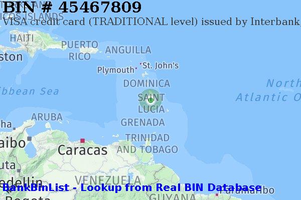 BIN 45467809 VISA credit Saint Lucia LC