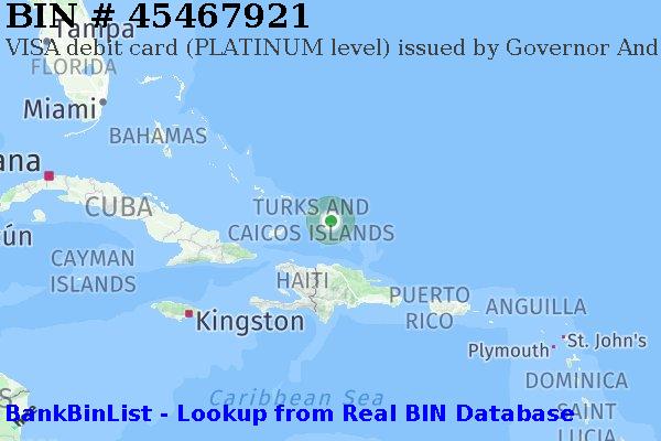 BIN 45467921 VISA debit Turks and Caicos Islands TC