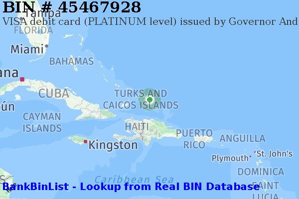 BIN 45467928 VISA debit Turks and Caicos Islands TC
