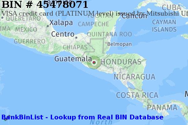 BIN 45478071 VISA credit Guatemala GT