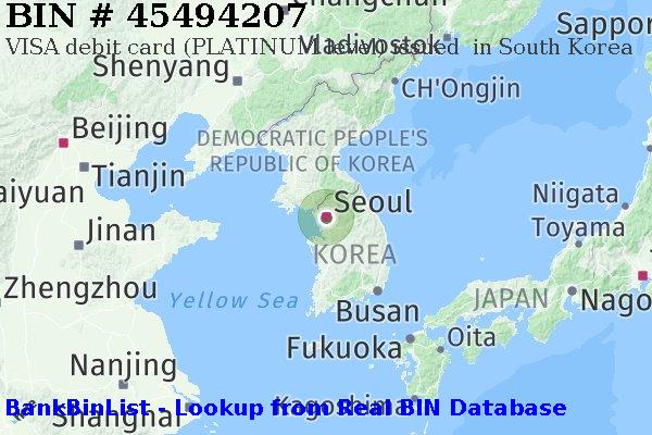 BIN 45494207 VISA debit South Korea KR