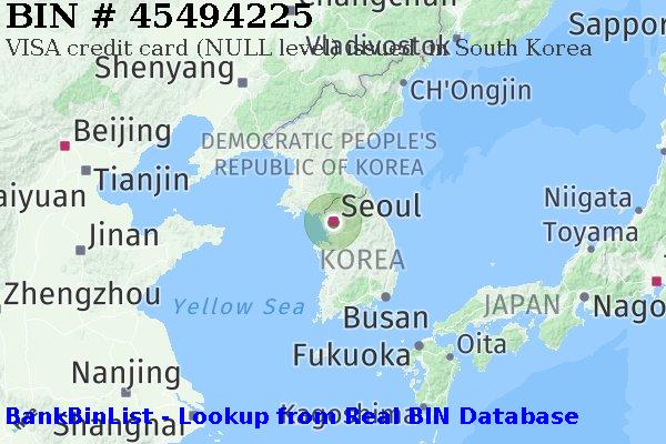 BIN 45494225 VISA credit South Korea KR