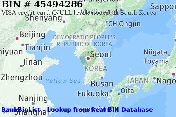BIN 45494286 VISA credit South Korea KR