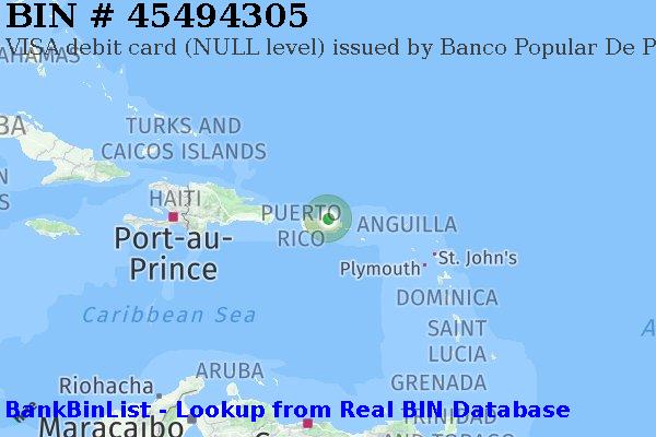 BIN 45494305 VISA debit Puerto Rico PR