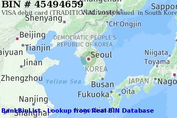 BIN 45494659 VISA debit South Korea KR