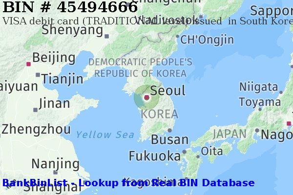 BIN 45494666 VISA debit South Korea KR