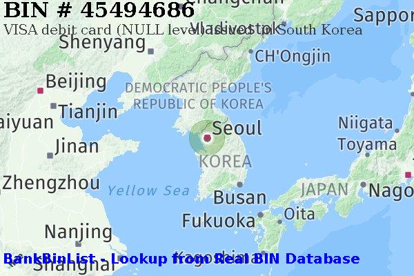 BIN 45494686 VISA debit South Korea KR